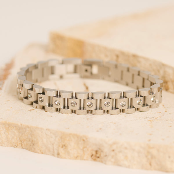 Waterproof Bracelet Narelle 8 1/4" President Link CZ Band