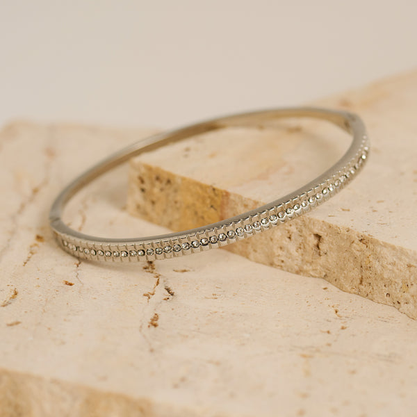 Waterproof Bracelet Narelle 6 3/4" Hinged Crystal Bangle