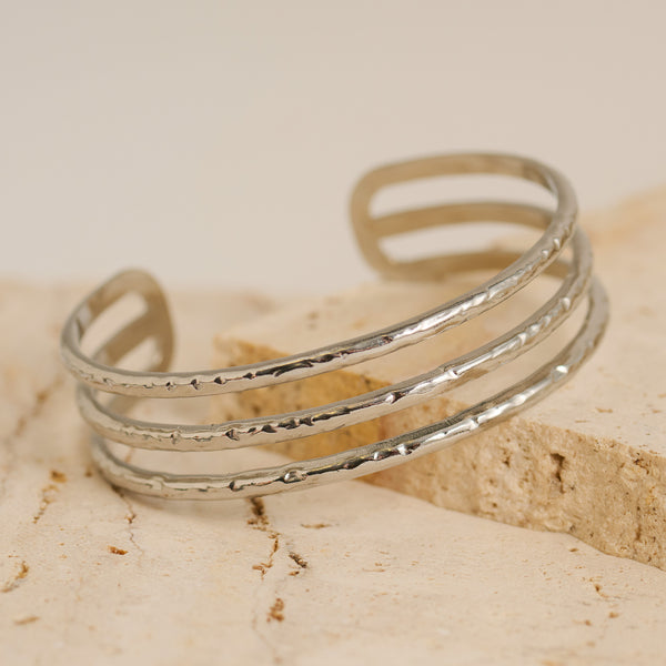 Waterproof Bracelet Narelle 6" Wide Multi Row Textured Cuff