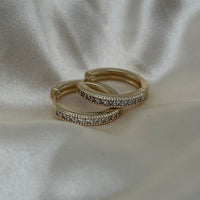 Medium Pave Style Hoop Earrings
