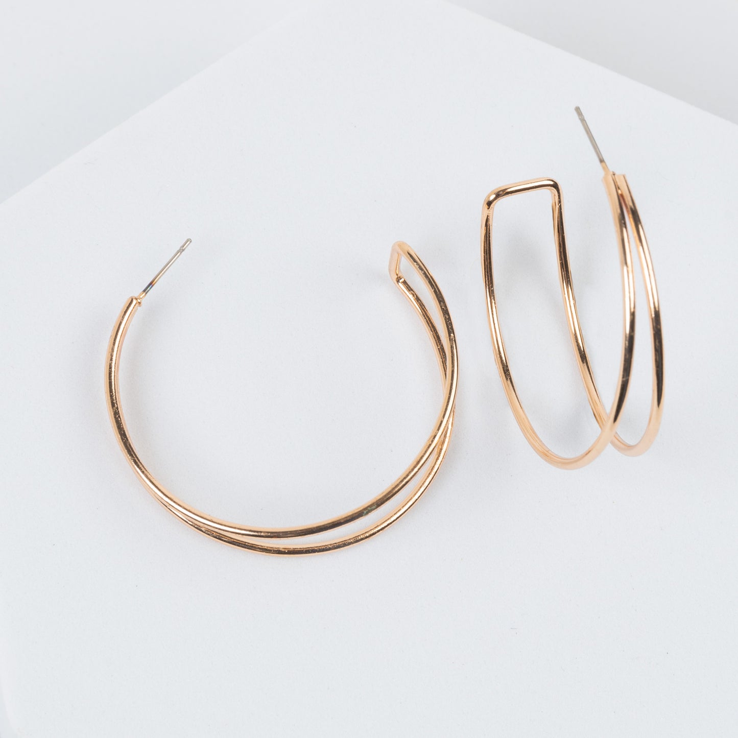 Large Double Bar C Hoop Earrings