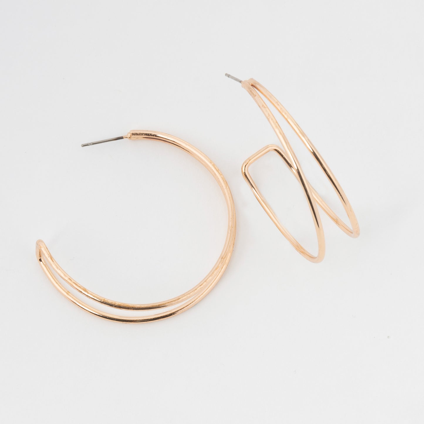 Large Double Bar C Hoop Earrings