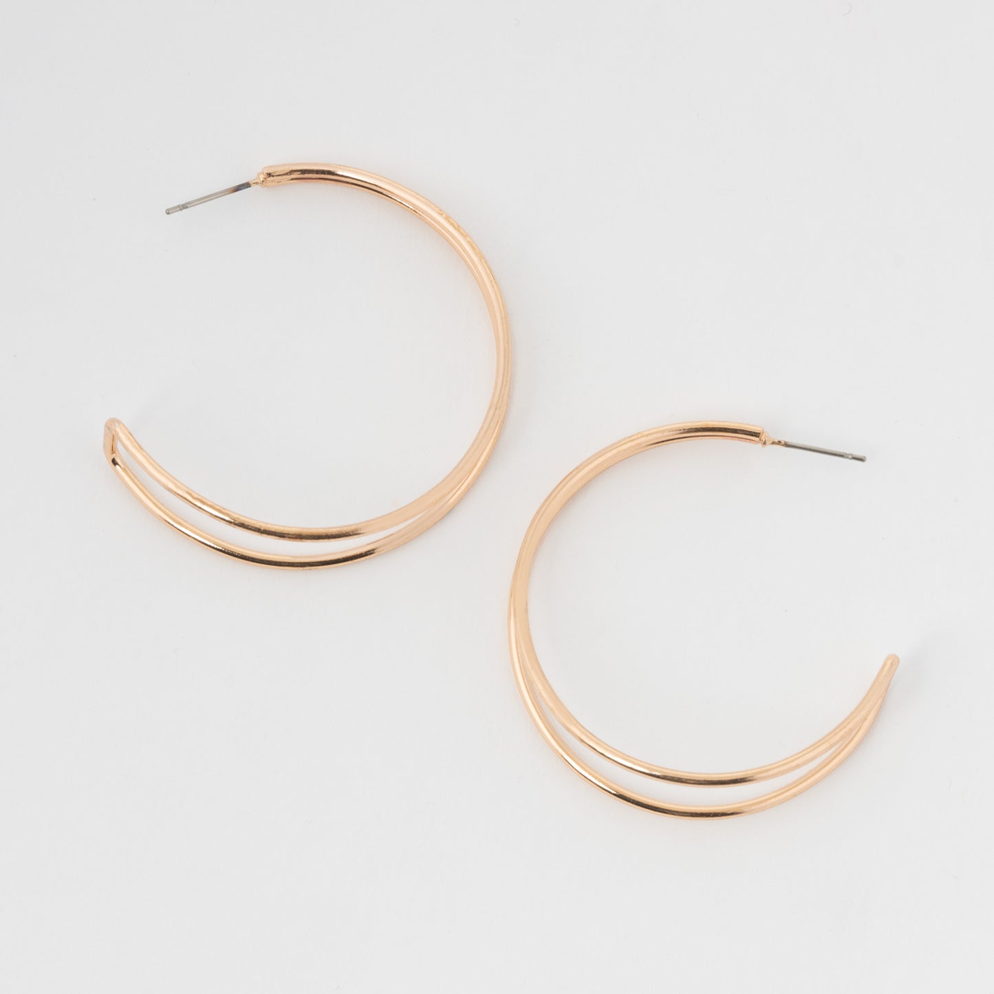 Large Double Bar C Hoop Earrings