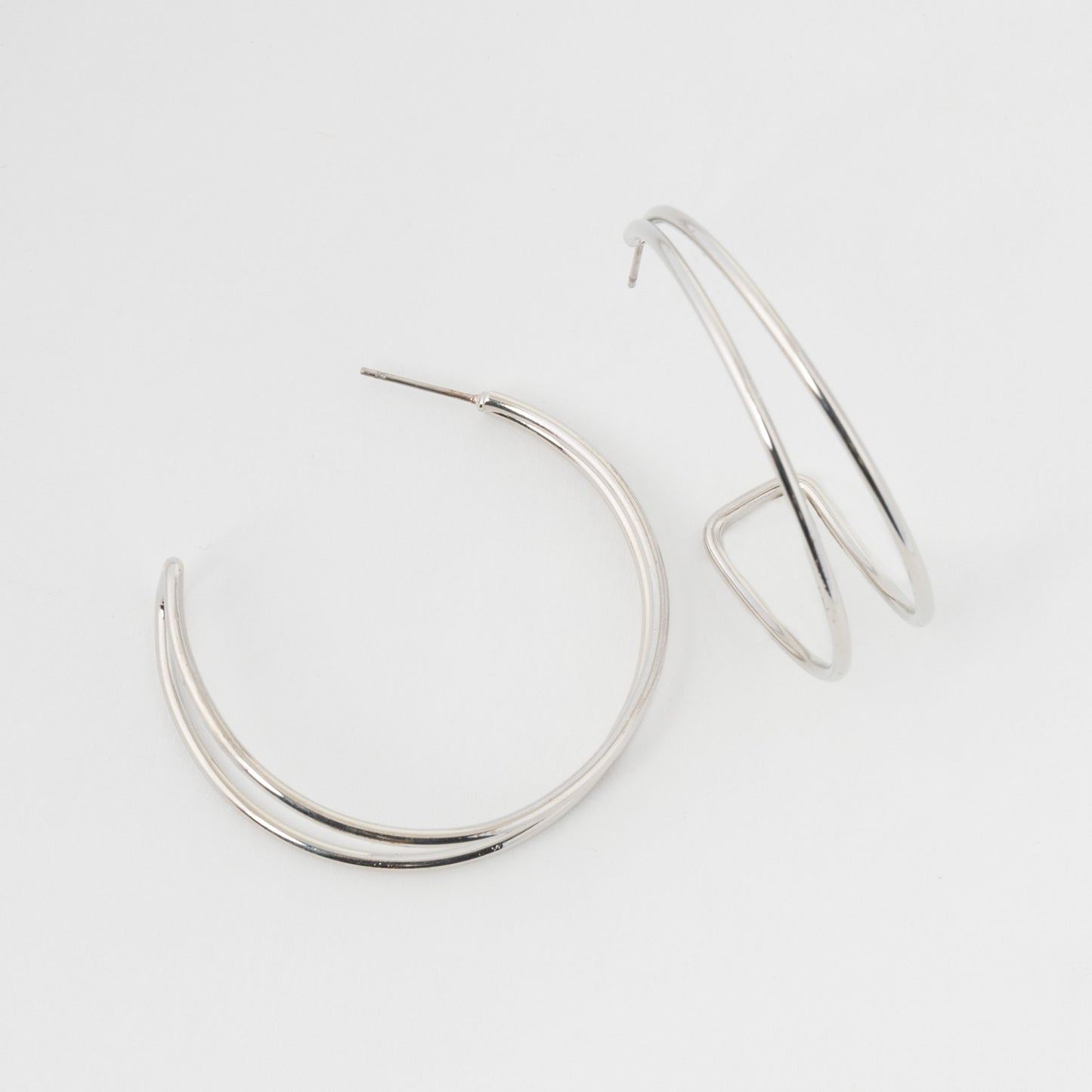 Large Double Bar C Hoop Earrings