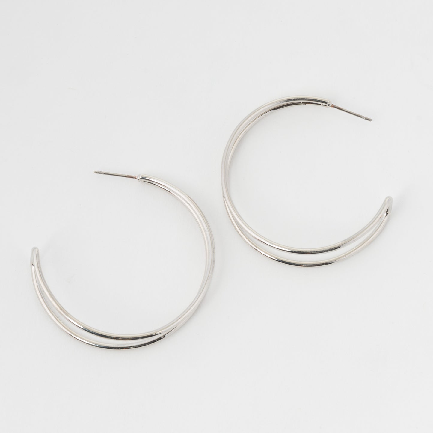 Large Double Bar C Hoop Earrings