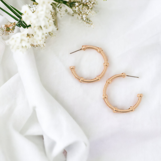 Medium Textured C Hoop Earrings