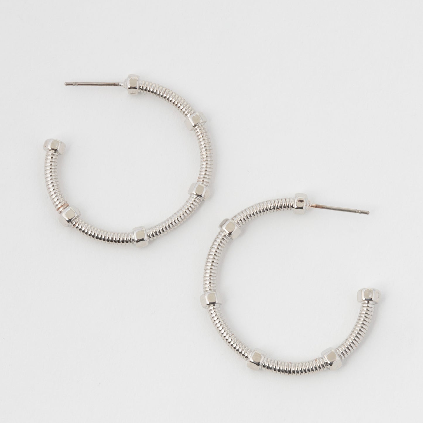 Medium Textured C Hoop Earrings