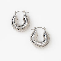 Chunky Textured Silver Hoop Earrings