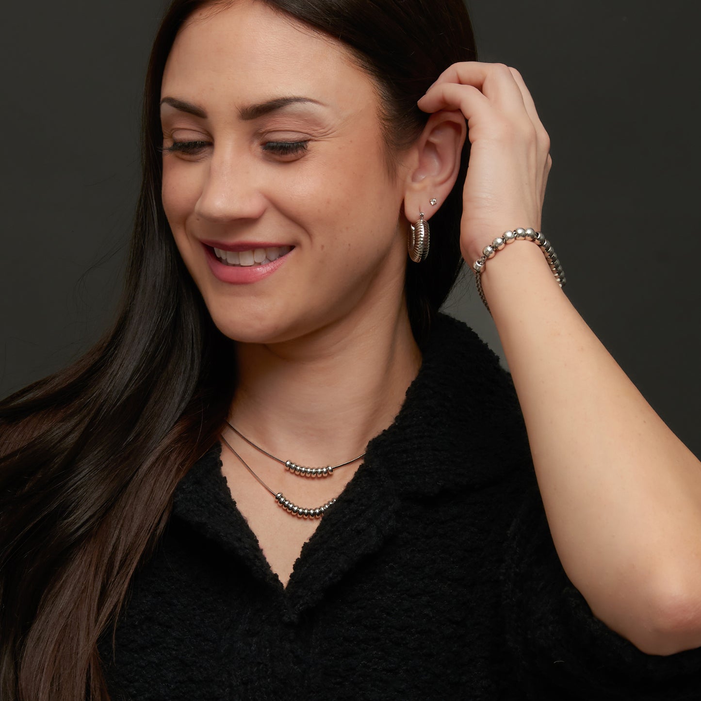 Chunky Textured Silver Hoop Earrings