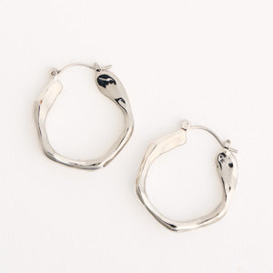 Hoop Earrings Organic Wavy Hoop Trendy Fashion Earrings