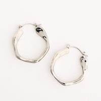 Hoop Earrings Organic Wavy Hoop Trendy Fashion Earrings