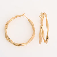 Hoop Earrings Oversized Split Twisted Double Strand Fashion