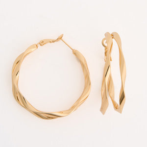 Hoop Earrings Oversized Split Twisted Double Strand Fashion