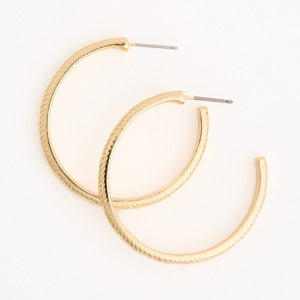 Hoop Earrings Large Diamond Cut Wavy Open C-Hoop Fashion