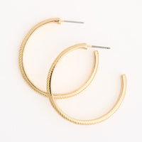 Hoop Earrings Large Diamond Cut Wavy Open C-Hoop Fashion