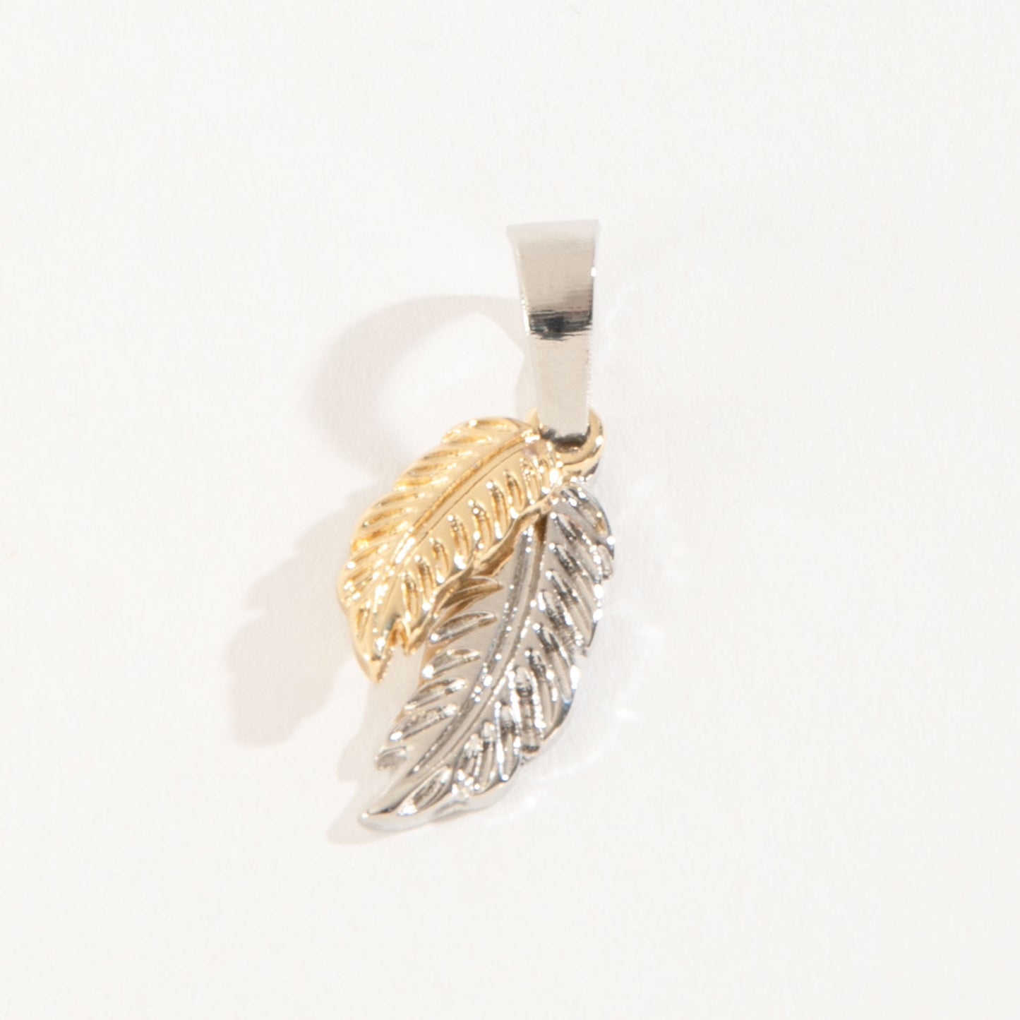 Layering Two Tone Feather Pendant Charm