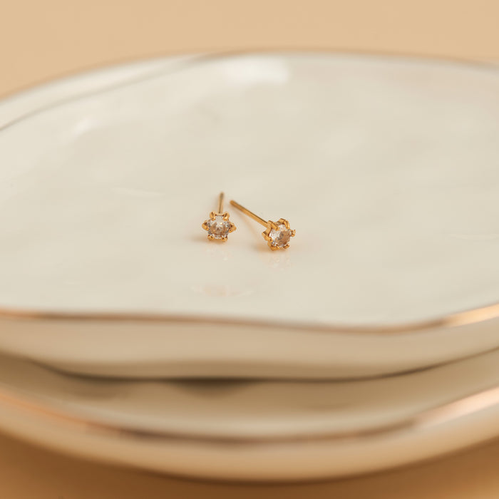 Waterproof Earrings 3mm Round Cubic Zirconia Stud Narelle