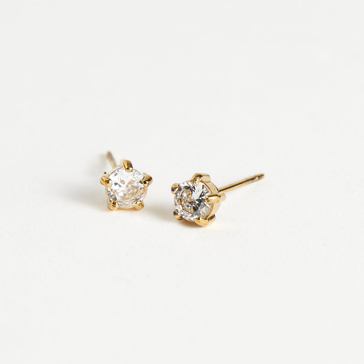 Waterproof Earrings 4mm Round Cubic Zirconia Stud Narelle