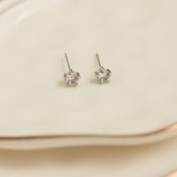 Waterproof Earrings 4mm Round Cubic Zirconia Stud Narelle