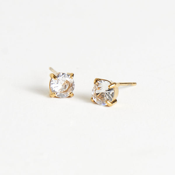 Waterproof Earrings 5mm Round Cubic Zirconia Stud Narelle
