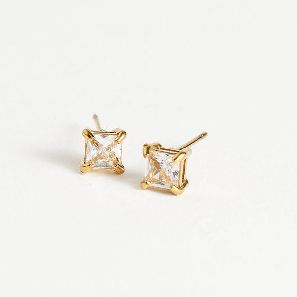 Waterproof Earrings 5mm Square Cubic Zirconia Stud Narelle