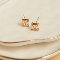 Waterproof Earrings 6mm Square Cubic Zirconia Stud Narelle