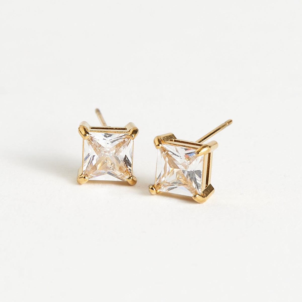 Waterproof Earrings 6mm Square Cubic Zirconia Stud Narelle
