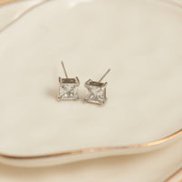 Waterproof Earrings 6mm Square Cubic Zirconia Stud Narelle