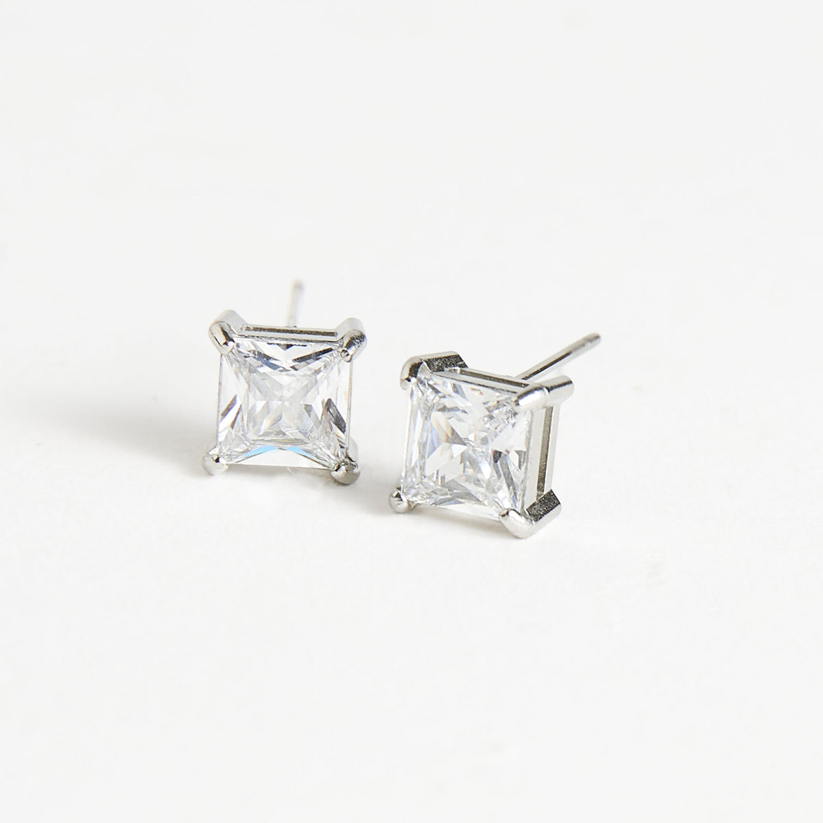 Waterproof Earrings 6mm Square Cubic Zirconia Stud Narelle