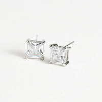 Waterproof Earrings 6mm Square Cubic Zirconia Stud Narelle