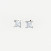 Waterproof Earrings 6mm Square Cubic Zirconia Stud Narelle