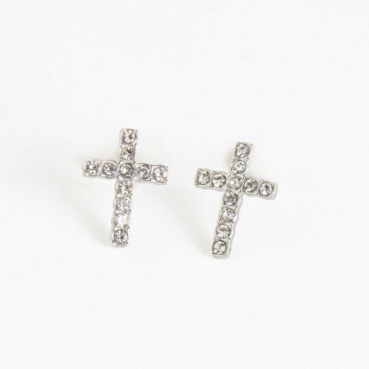 Waterproof Earrings Pave Cross Stud Gold & Steel Narelle