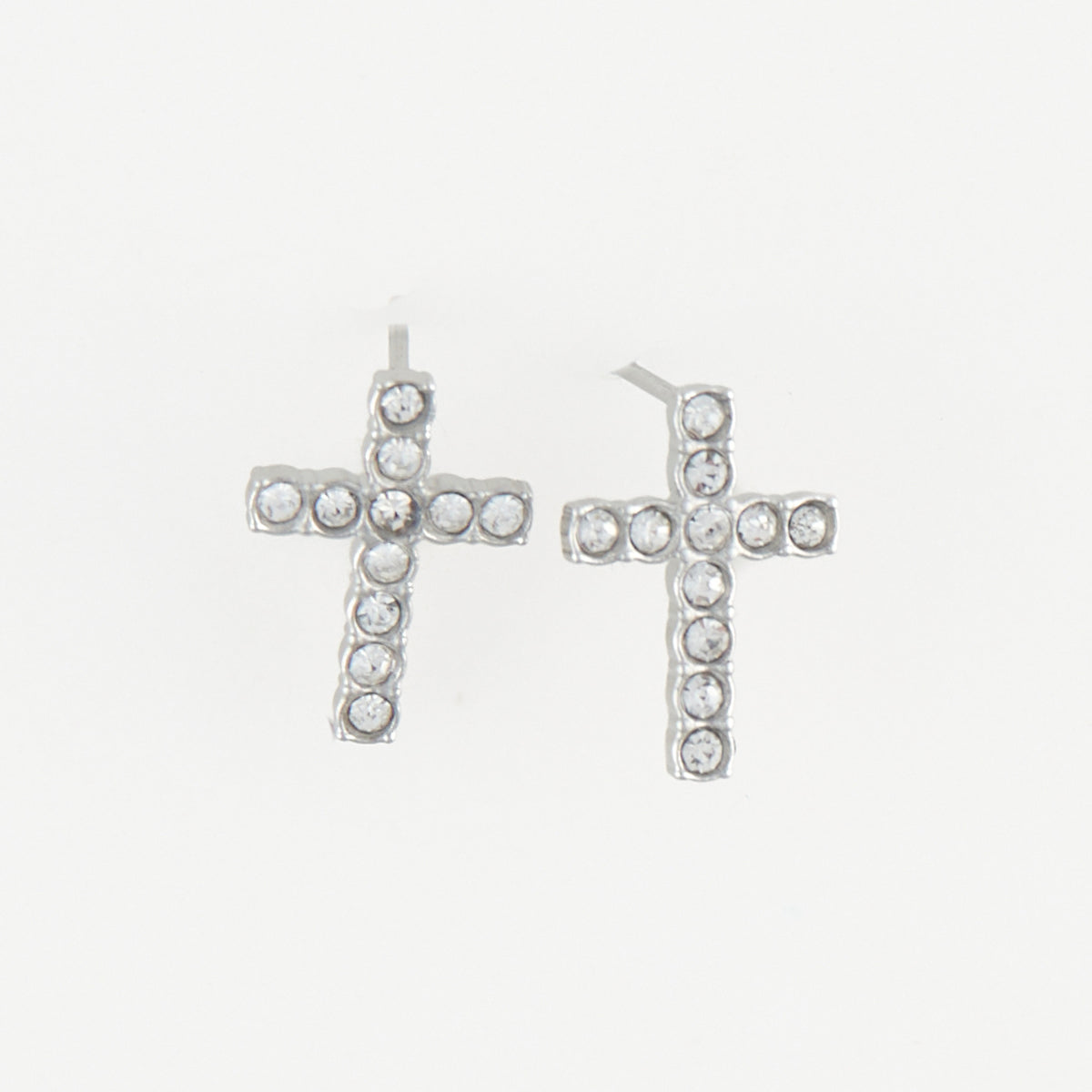 Waterproof Earrings Pave Cross Stud Gold & Steel Narelle