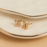 Waterproof Earrings Narelle Cubic Zirconia Butterfly Stud