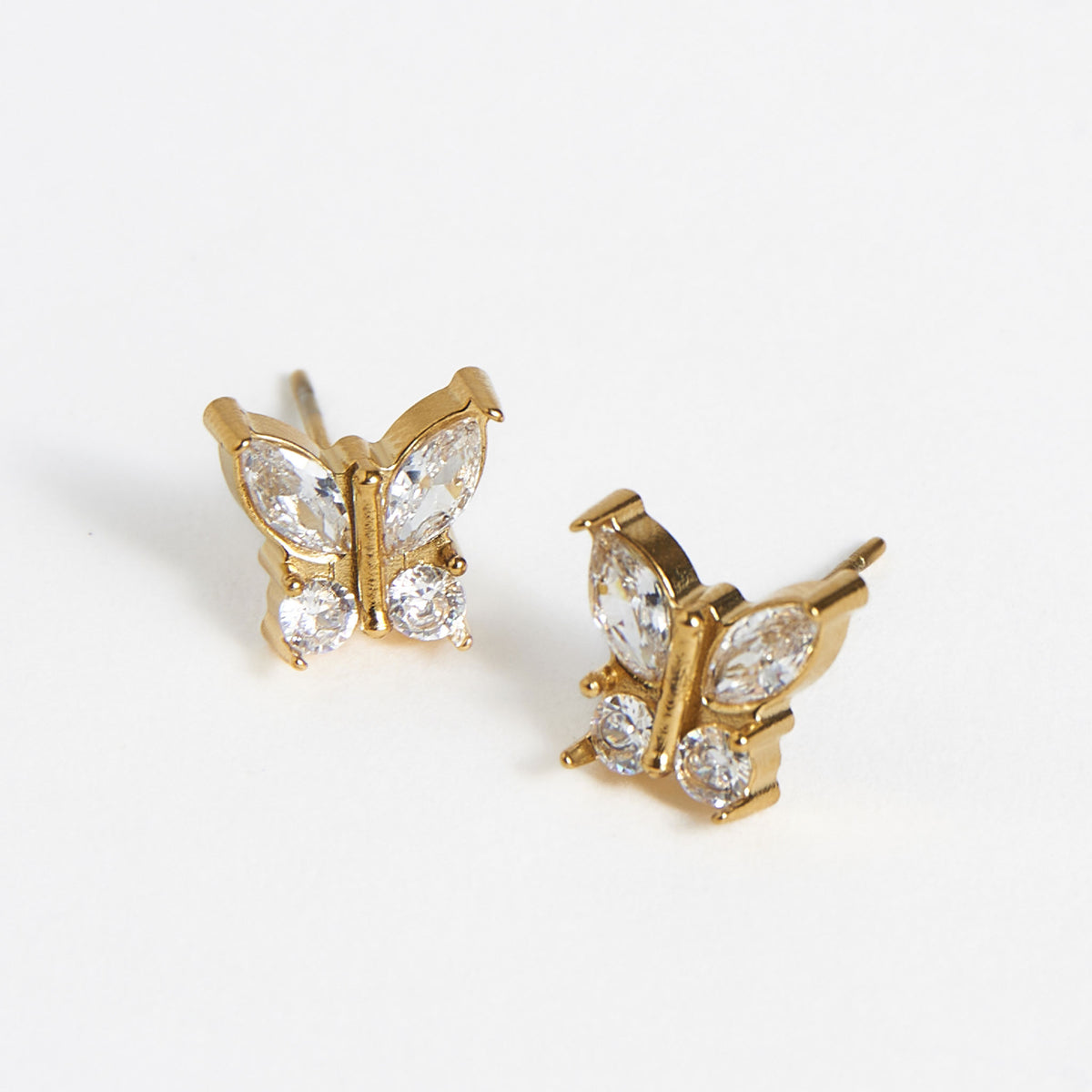 Waterproof Earrings Narelle Cubic Zirconia Butterfly Stud