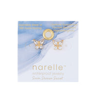 Waterproof Earrings Narelle Cubic Zirconia Butterfly Stud