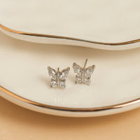 Waterproof Earrings Narelle Cubic Zirconia Butterfly Stud