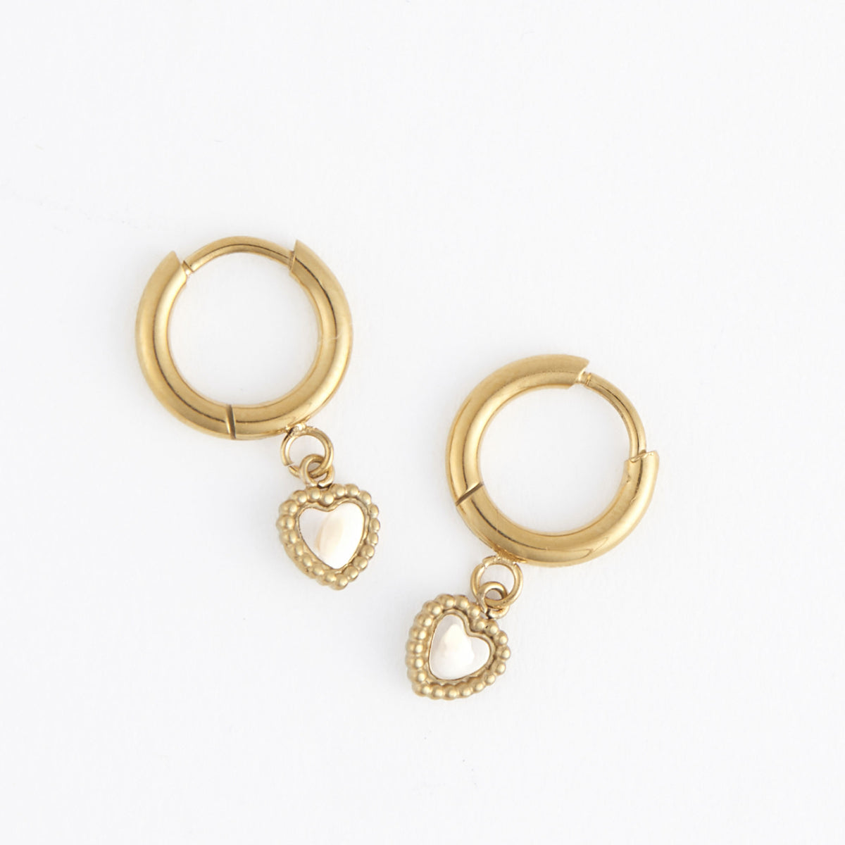 Waterproof Earrings Narelle 18K Gold Heart Huggie Hoop