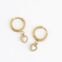 Waterproof Earrings Narelle 18K Gold Heart Huggie Hoop