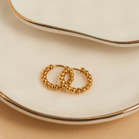 Waterproof Earrings Narelle Beaded Hoop Gold & Steel Narelle