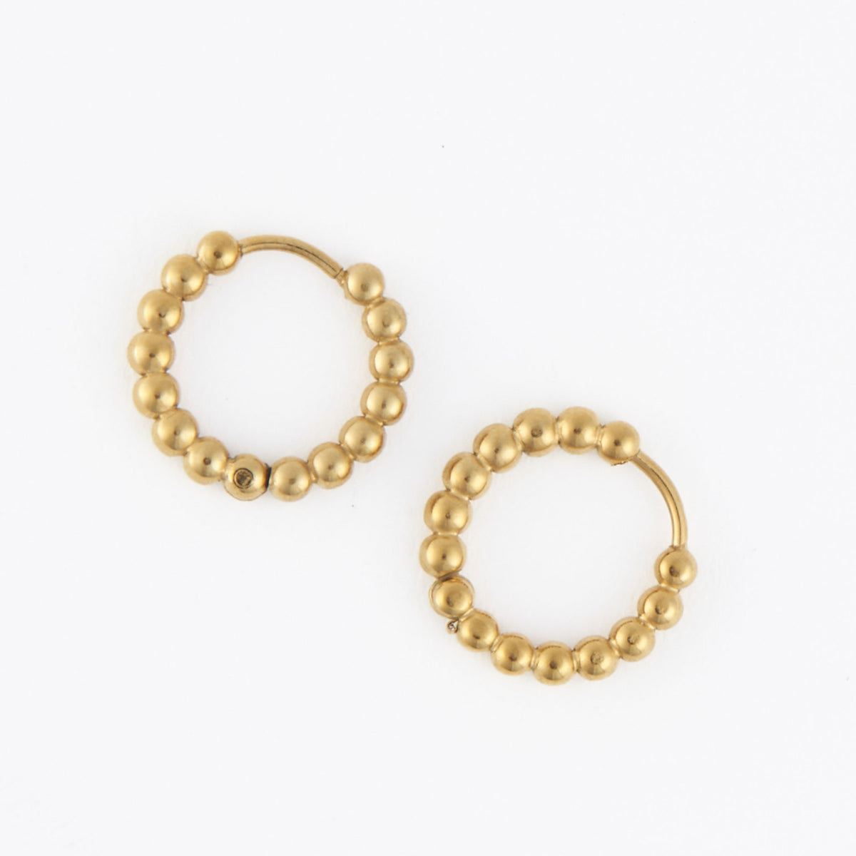 Waterproof Earrings Narelle Beaded Hoop Gold & Steel Narelle