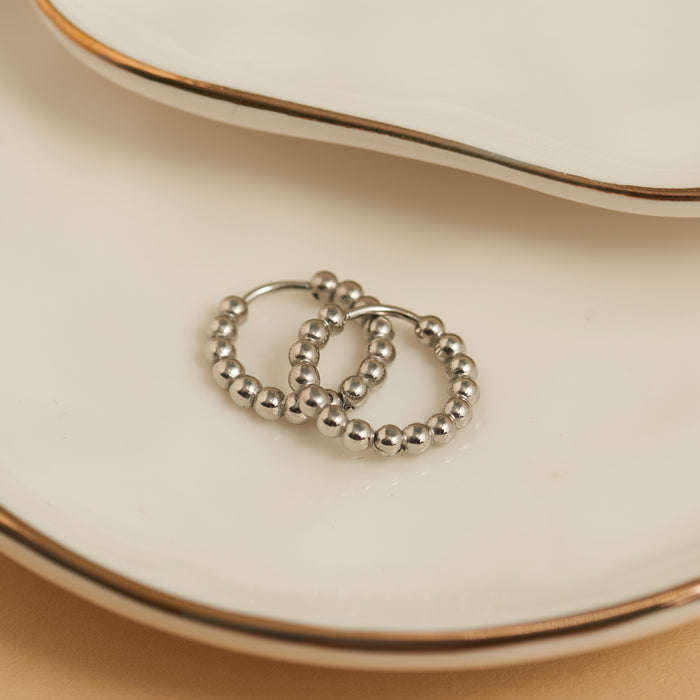 Waterproof Earrings Narelle Beaded Hoop Gold & Steel Narelle