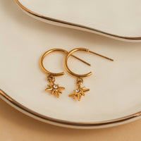 Waterproof Earrings Narelle Starburst Charm C Hoop