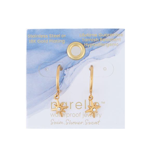 Waterproof Earrings Narelle Starburst Charm C Hoop
