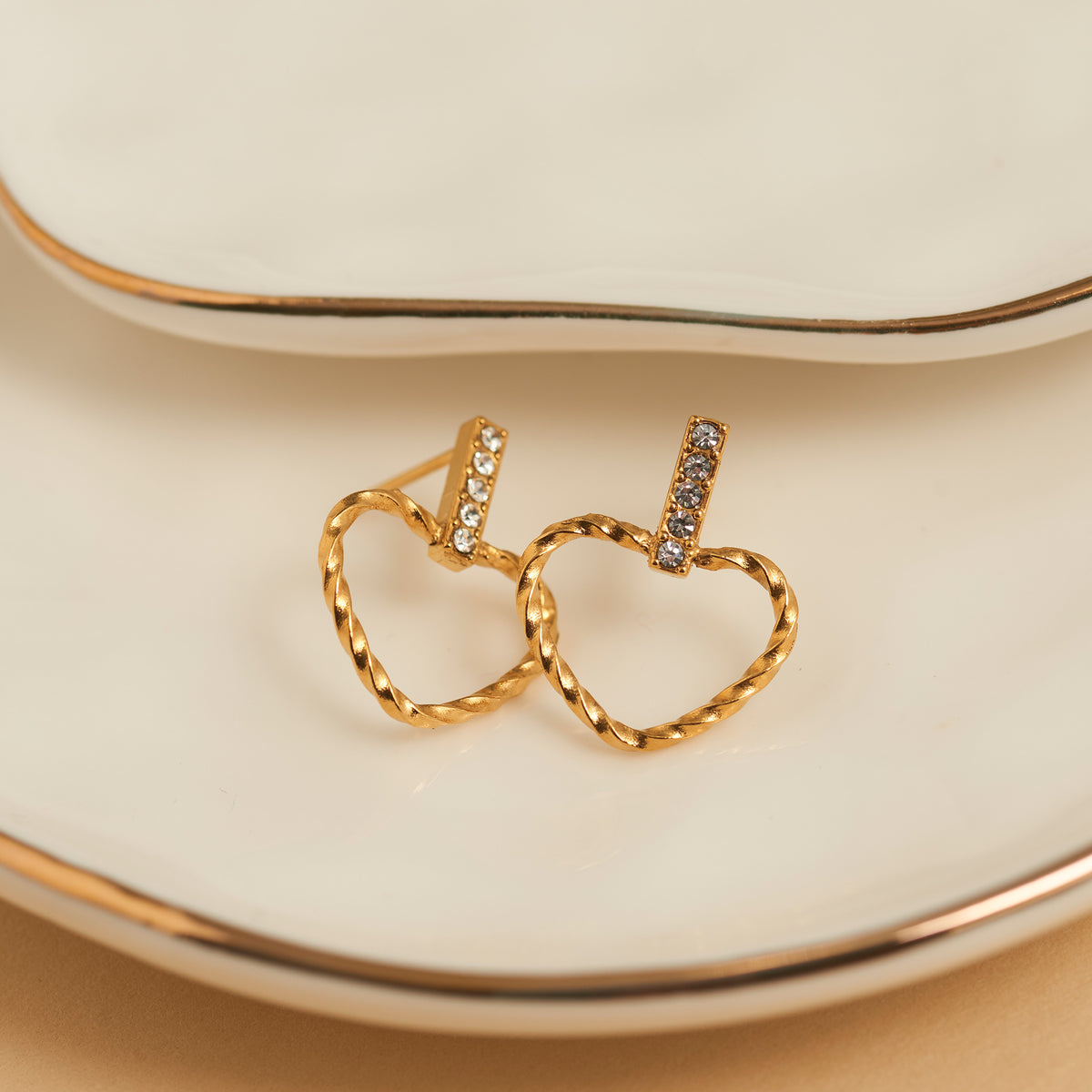 Waterproof Earrings Narelle Heart Outline Bar Studs