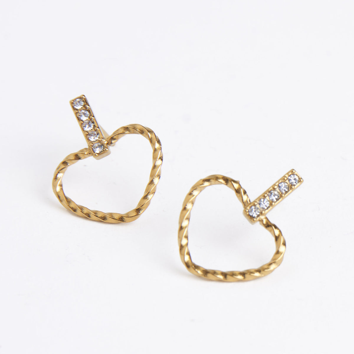 Waterproof Earrings Narelle Heart Outline Bar Studs