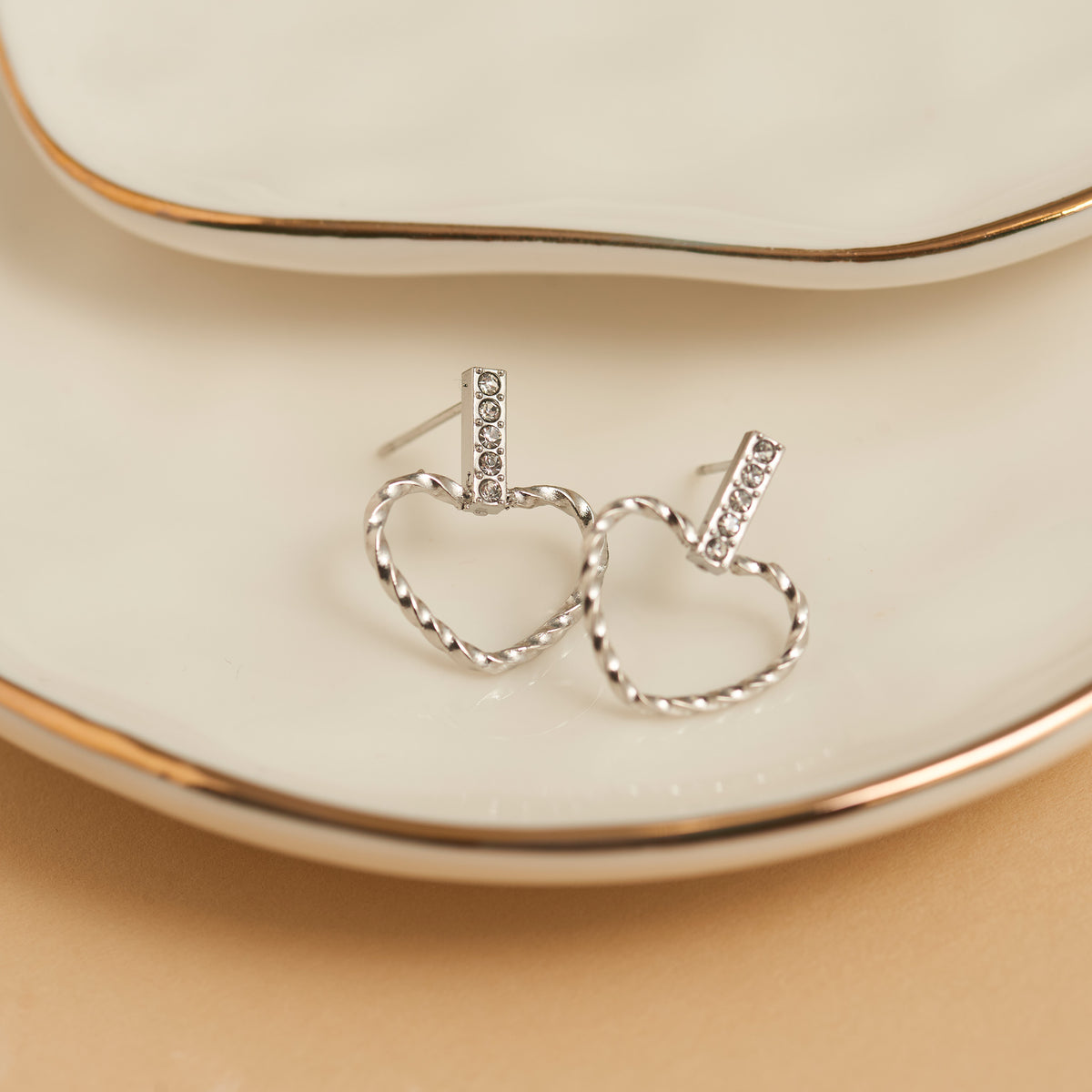 Waterproof Earrings Narelle Heart Outline Bar Studs