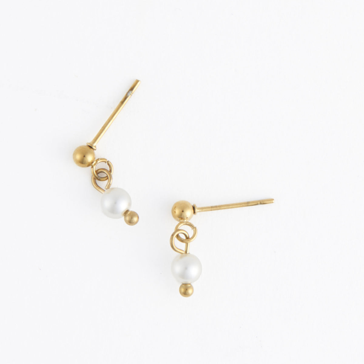 Waterproof Earrings Narelle 18K Gold Pearl Dangle Studs