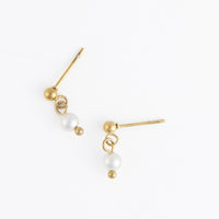 Waterproof Earrings Narelle 18K Gold Pearl Dangle Studs