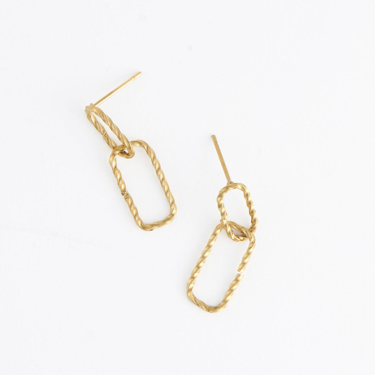 Waterproof Earrings Narelle 18K Gold Oval Link Dangle Studs